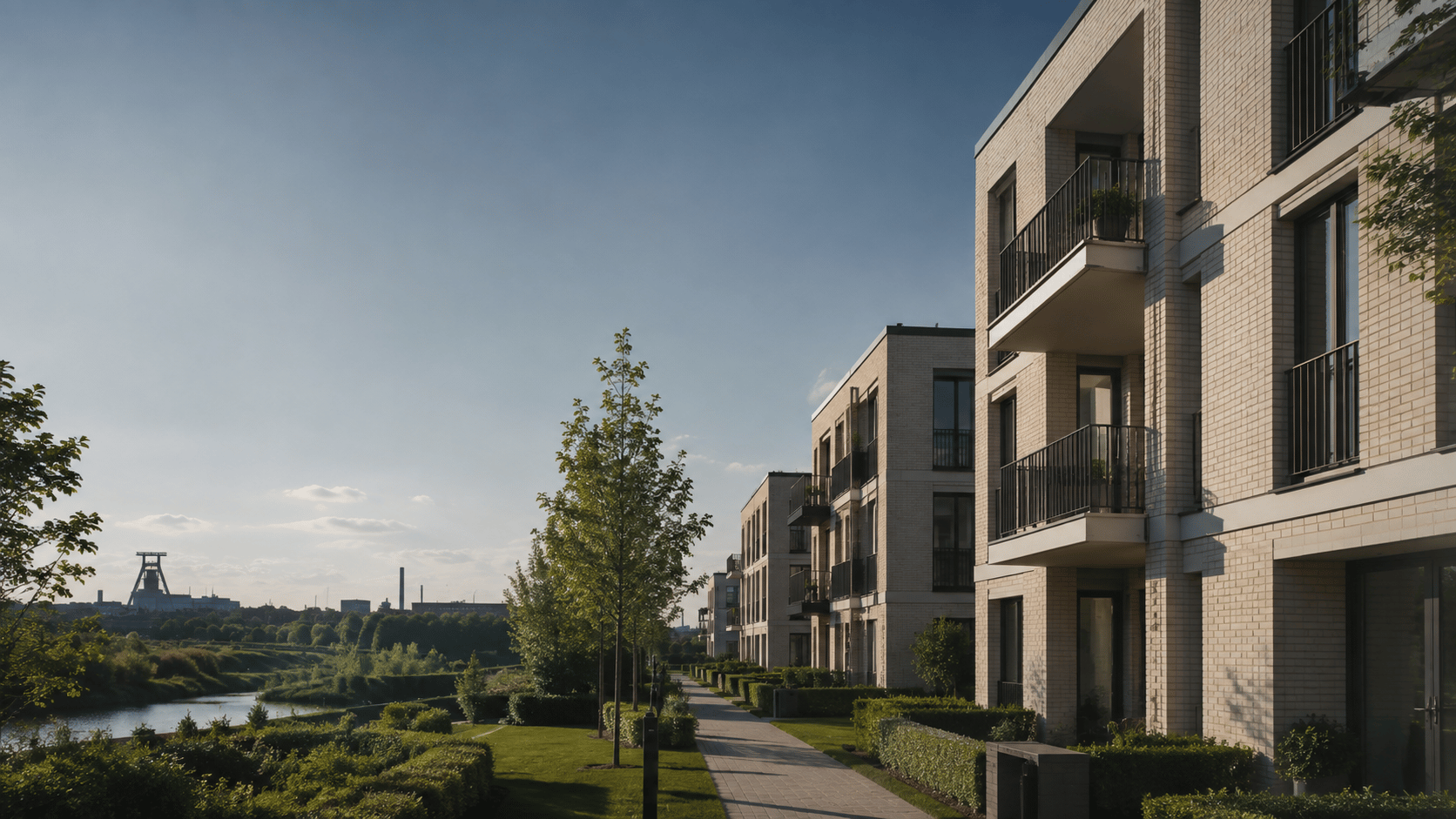 Moderne Wohnanlage in grüner Umgebung im Ruhrgebiet